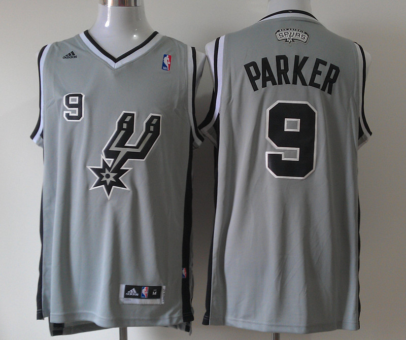 Spurs 9 Parker Grey New Revolution 30 Jerseys