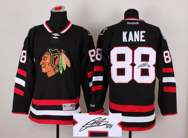 Blackhawks 88 Kane Black Signature Edition Jerseys