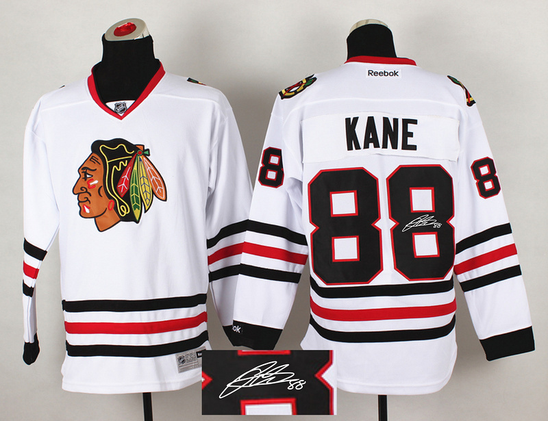 Blackhawks 88 Kane White Signature Edition Jerseys
