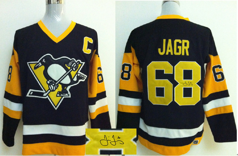 Penguins 68 Jagr Black Signature Edition Jerseys