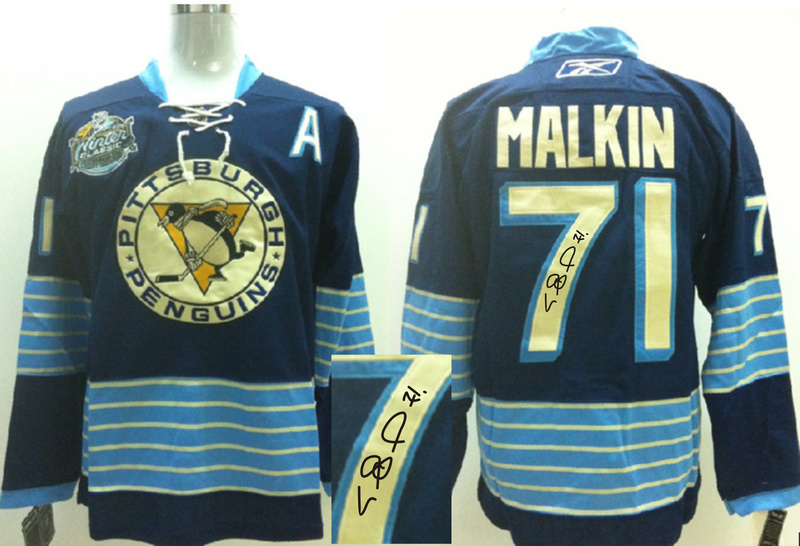 Penguins 71 Malkin Blue Signature Edition Jerseys