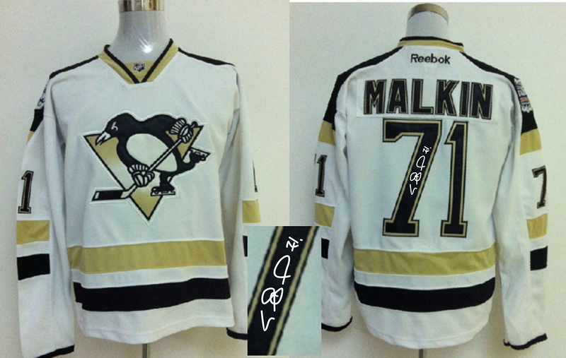 Penguins 71 Malkin White Signature Edition Jerseys