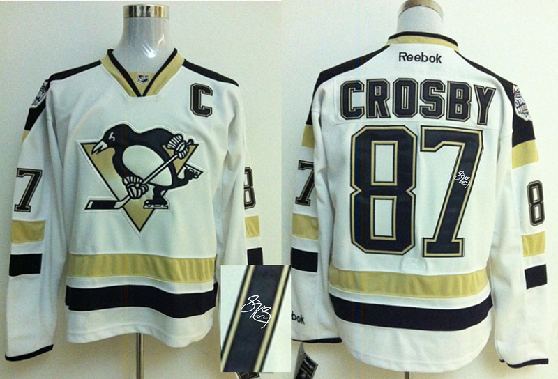 Penguins 87 Crosby White Signature Edition Jerseys