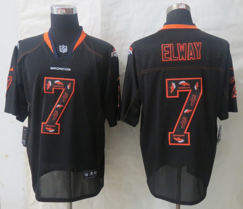 Nike Broncos 7 Elway Lights Out Black Elite Jerseys