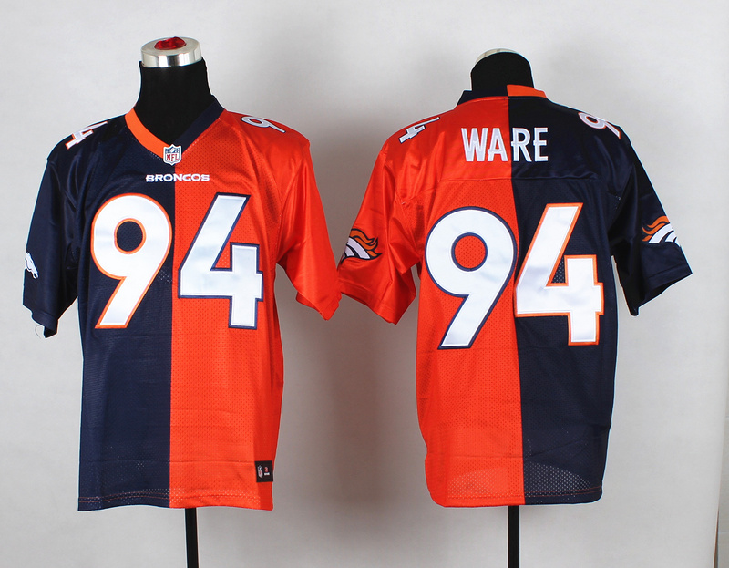 Nike Broncos 94 Ware Orange And Blue Split Jerseys