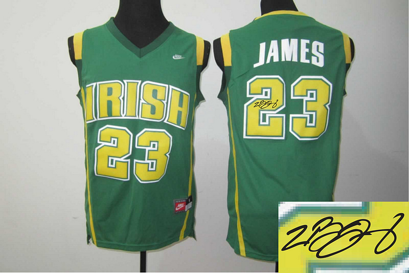 Irish High School 23 Lebron James Green Signature Edition Jerseys