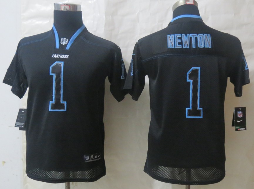 Nike Panthers 1 Newton Lights Out Black Youth Jerseys