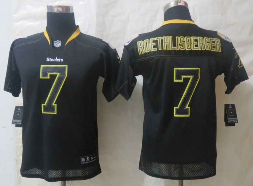 Nike Steelers 7 Roethlisberger Lights Out Black Youth Jerseys
