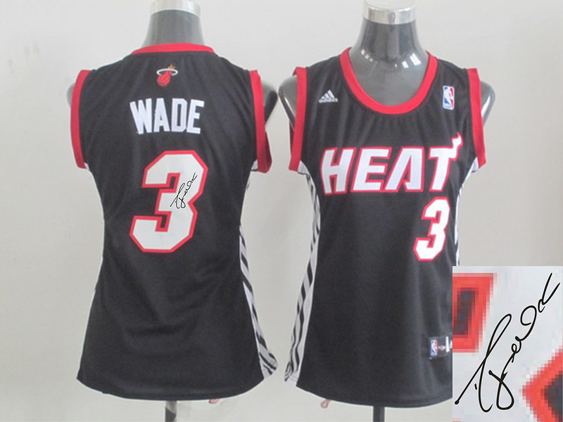 Heat 3 Wade Black Signature Edition Women Jerseys