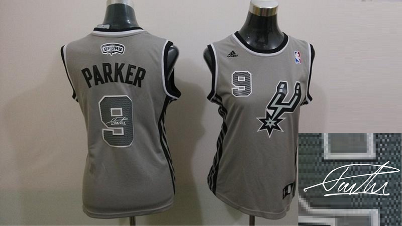 Spurs 9 Parker Grey Signature Edition Women Jerseys