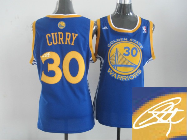 Warriors 30 Curry Blue Signature Edition Women Jerseys