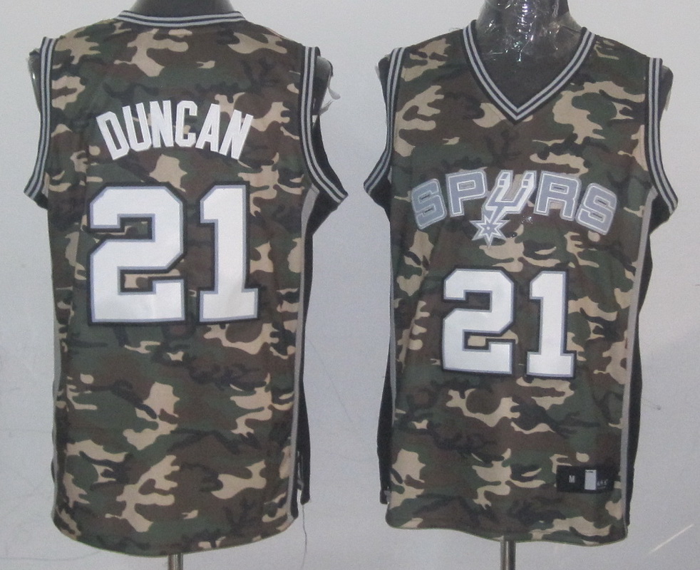 Spurs 21 Duncan Swingman Camouflage Jerseys