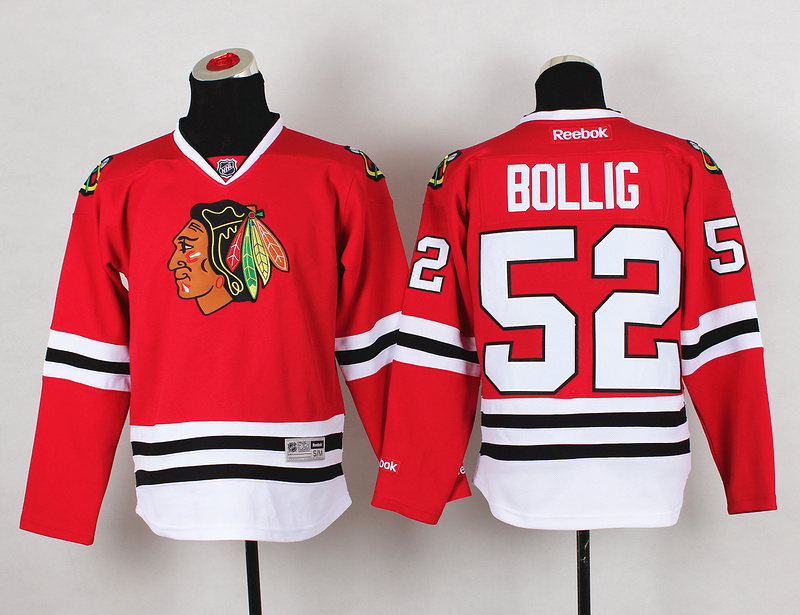 Blackhawks 52 Bollig Red New Youth Jersey