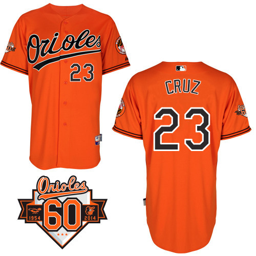 Orioles 23 Cruz Orange 60th Patch Cool Base Jerseys
