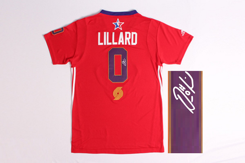 2014 All Star West 0 Lillard Red Signature Edition Jerseys