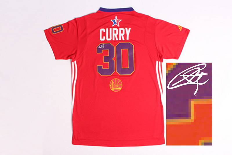 2014 All Star West 30 Curry Red Signature Edition Jerseys