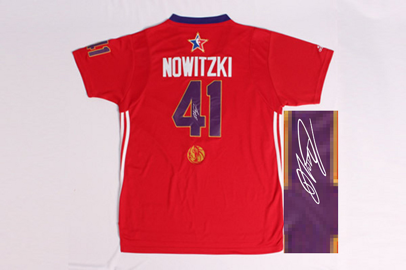 2014 All Star West 41 Nowitzki Red Signature Edition Jerseys