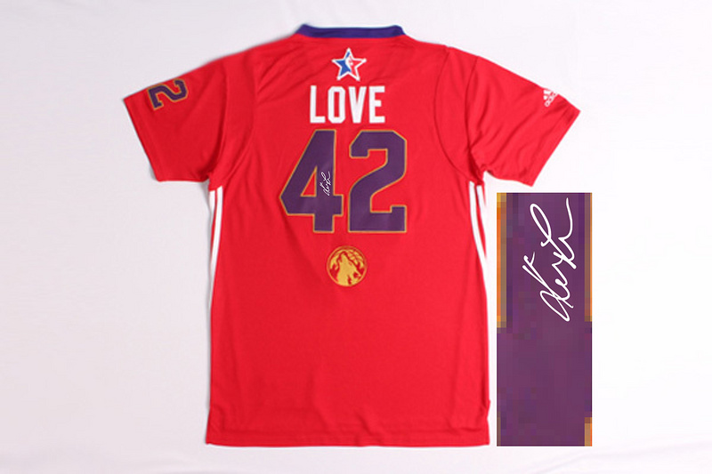 2014 All Star West 42 Love Red Signature Edition Jerseys