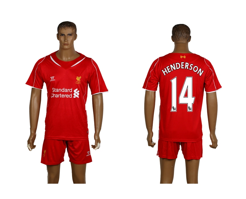 2014-15 Liverpool 14 Henderson Home Soccer Jersey
