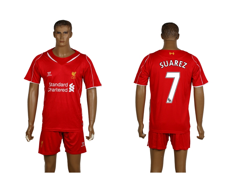 2014-15 Liverpool 7 Suarez Home Soccer Jersey