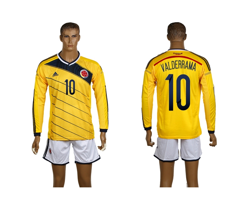 Columbia 10 Valderrama 2014 World Cup Home Long Sleeve Jerseys