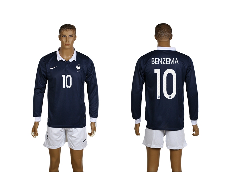 France 10 Benzema 2014 World Cup Home Long Sleeve Jerseys