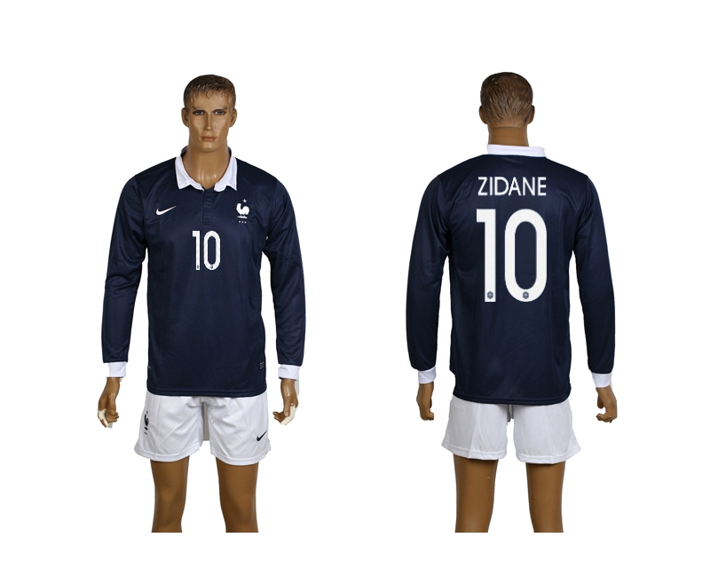 France 10 Zidane 2014 World Cup Home Long Sleeve Jerseys