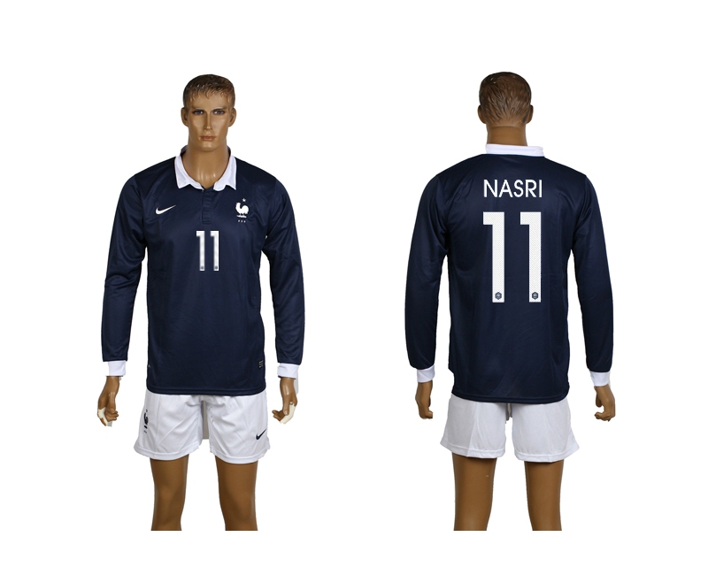 France 11 Nasri 2014 World Cup Home Long Sleeve Jerseys