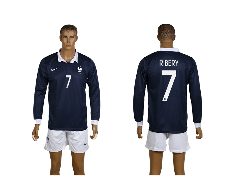 France 7 Ribery 2014 World Cup Home Long Sleeve Jerseys