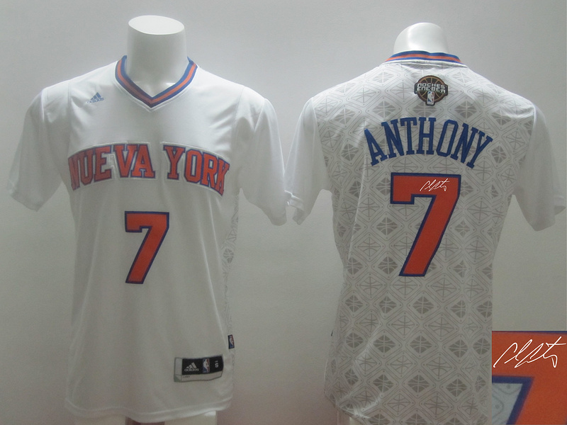 Knicks 7 Anthony White 2014 Latin Nights Signature Edition Jerseys