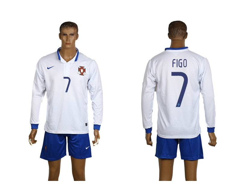 Portugal 7 Figo 2014 World Cup Away Long Sleeve Jerseys