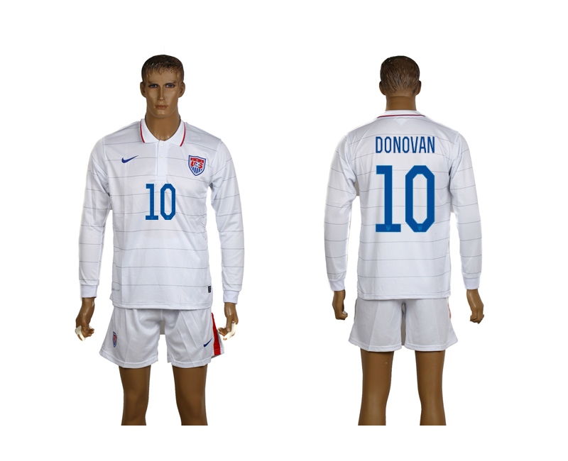 USA 10 Donovan 2014 World Cup Home Long Sleeve Jerseys
