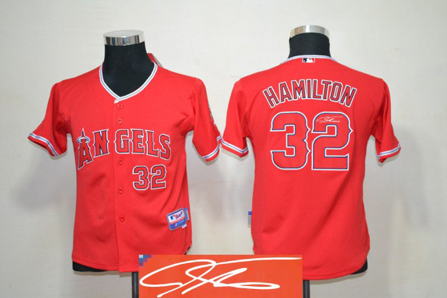 Angels 32 Hamilton Red Signature Edition Youth Jerseys - Click Image to Close