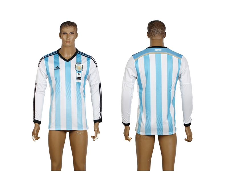 Argentina 2014 World Cup Home Long Sleeve Thailand Jerseys