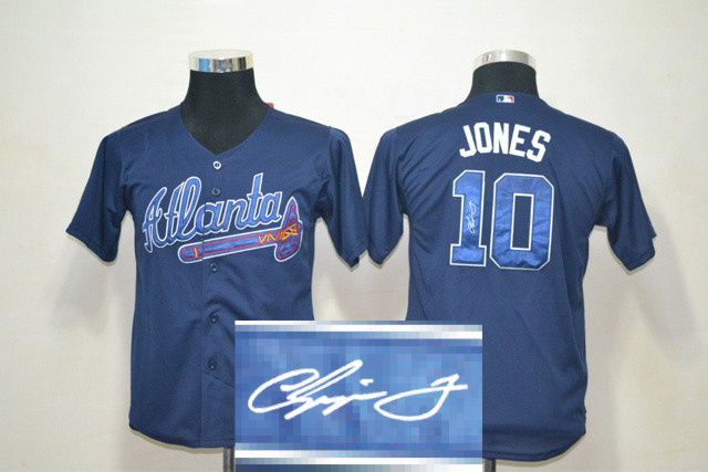 Braves 10 Jones Blue Signature Edition Youth Jerseys - Click Image to Close