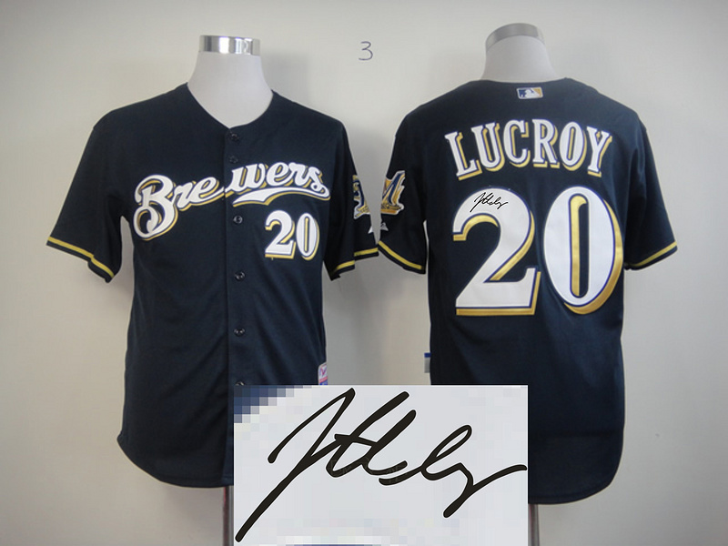 Brewers 20 Lucroy Blue Signature Edition Jerseys