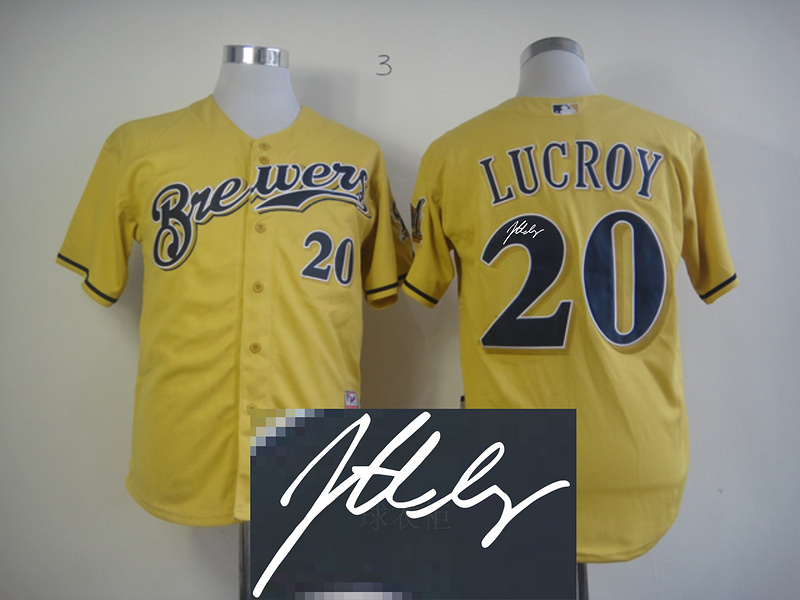 Brewers 20 Lucroy Gold Signature Edition Jerseys