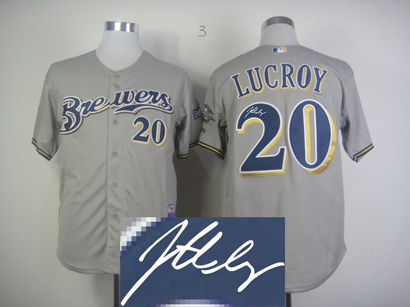 Brewers 20 Lucroy Grey Signature Edition Jerseys