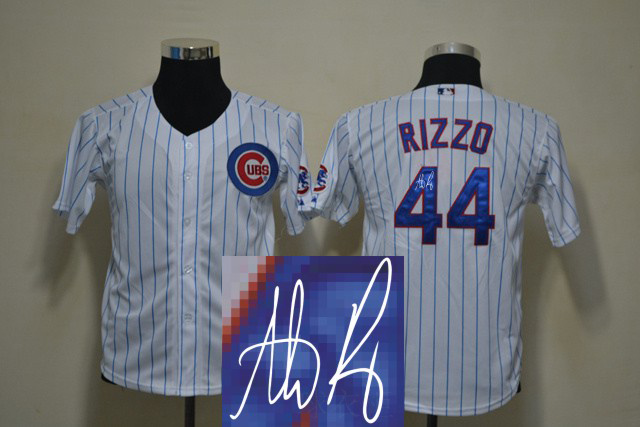 Cubs 44 Rizzo White Signature Edition Youth Jerseys - Click Image to Close