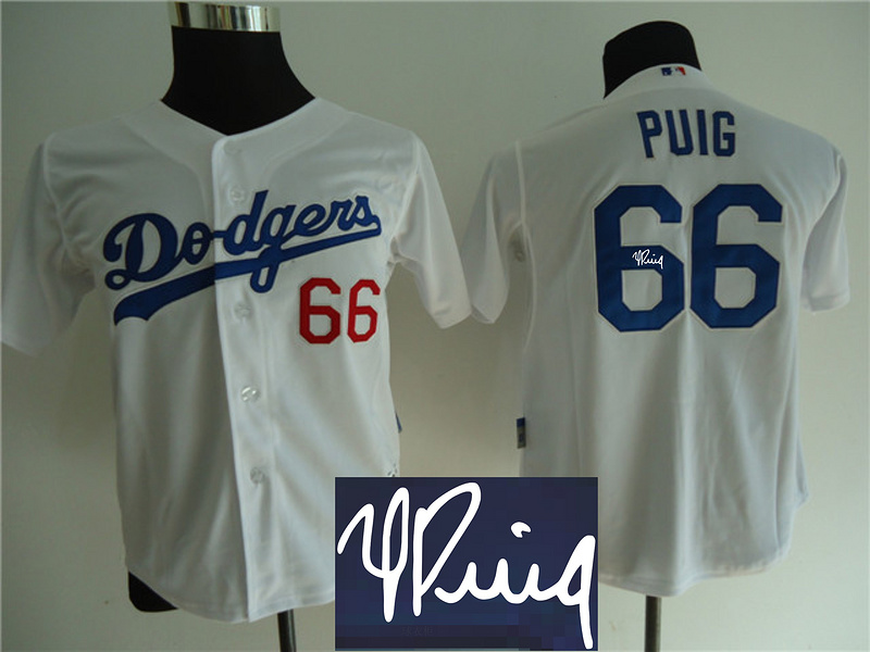 Dodgers 66 Puig Cream Signature Edition Youth Jerseys