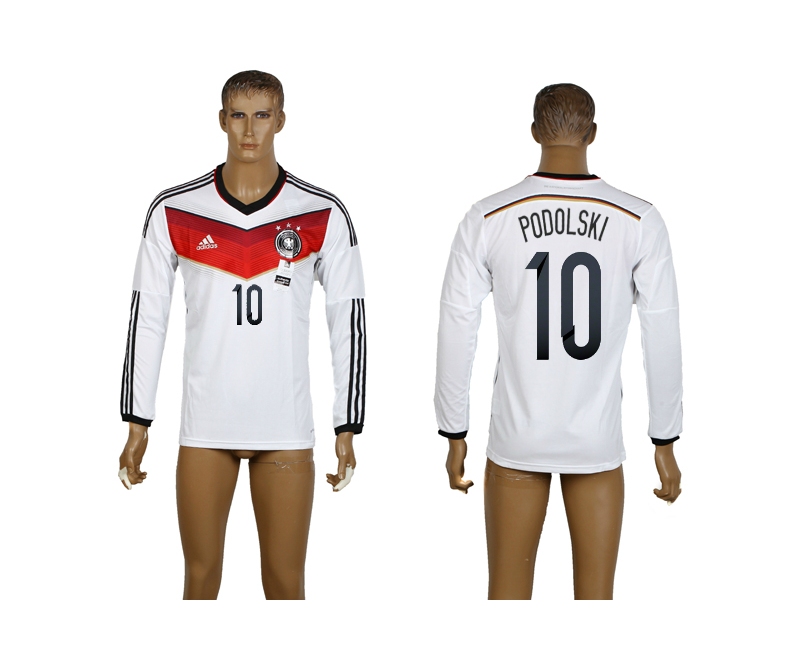 Germany 10 Podolski 2014 World Cup Home Long Sleeve Thailand Jerseys