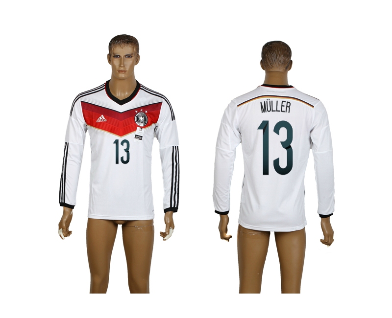 Germany 13 Muller 2014 World Cup Home Long Sleeve Thailand Jerseys