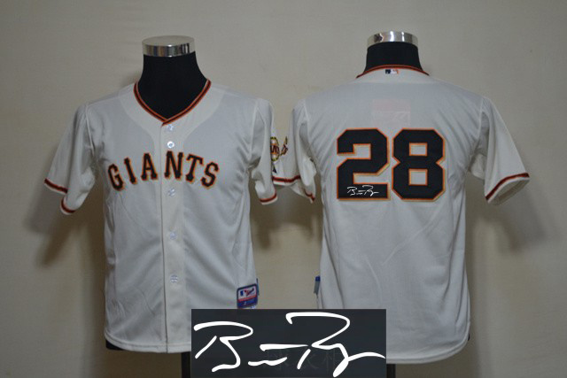 Giants 28 Posey Cream Signature Edition Youth Jerseys - Click Image to Close