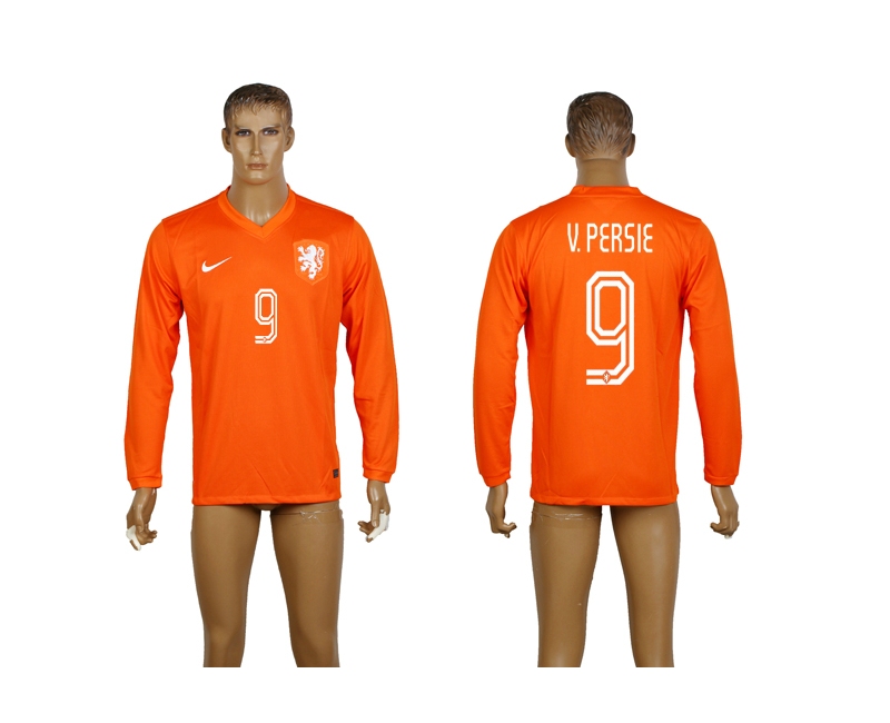 Netherlands 9 V.Persie 2014 World Cup Home Long Sleeve Thailand Jerseys