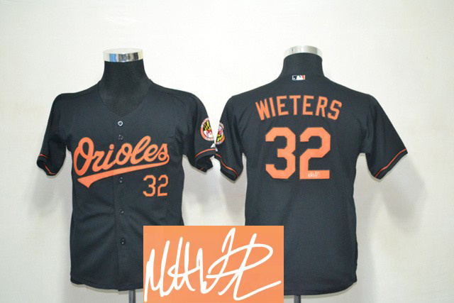 Orioles 32 Wieters Black Signature Edition Youth Jerseys