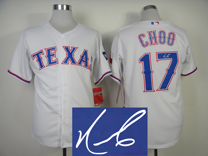 Rangers 17 Choo White Signature Edition Jerseys
