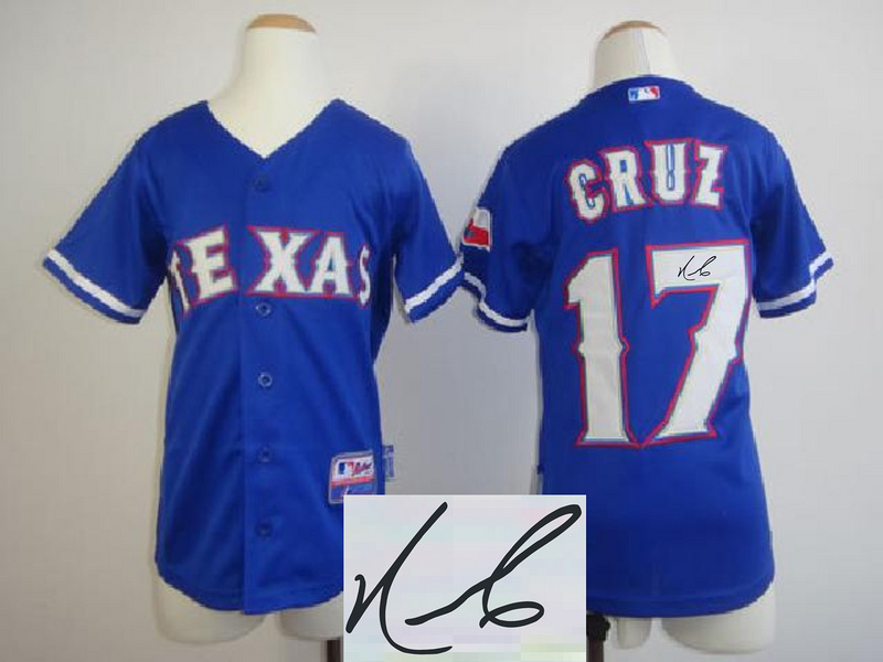 Rangers 17 Cruz Blue Signature Edition Youth Jerseys