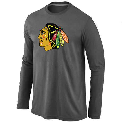 Chicago Blackhawks Big & Tall Logo D.Grey Long Sleeve T Shirt