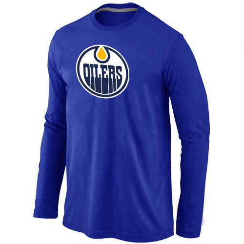 Edmonton Oilers Big & Tall Logo Blue Long Sleeve T Shirt - Click Image to Close