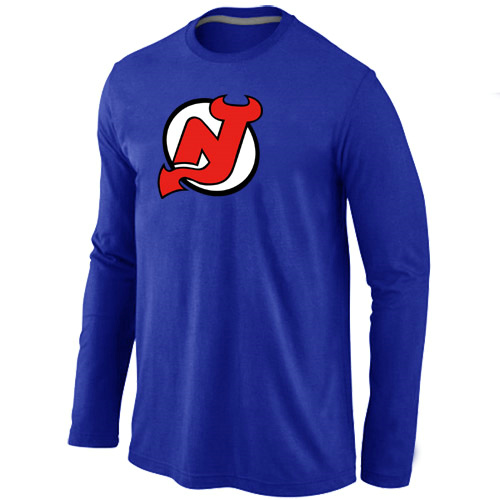 New Jersey Devils Big & Tall Logo Blue Long Sleeve T Shirt